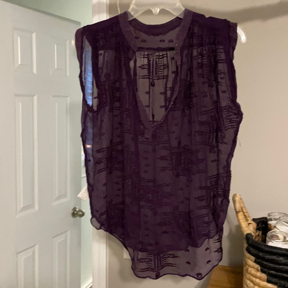 Rebecca Taylor sheer deep purple top . Size small